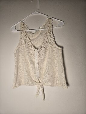 Kimchi Blue Cream Crochet Lace Tie-Front Camisole